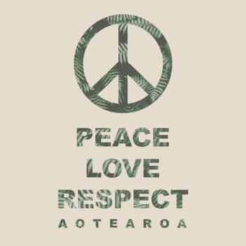 Peace, Love, Respect, Aotearoa - Peace Symbol - Womens Maple Organic Tee Design