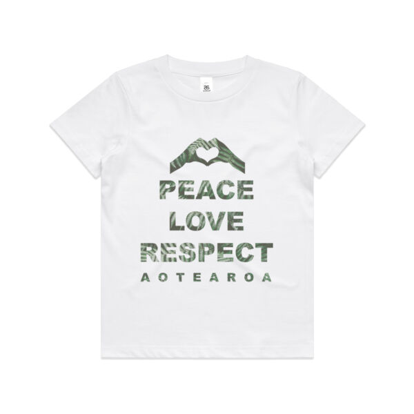 Peace Love Respect Aotearoa, Heart Symbol - Kids Youth T shirt Thumbnail