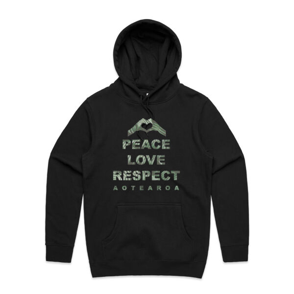 Peace Love Respect Aotearoa, Heart Symbol - Unisex Stencil Hoodie Thumbnail