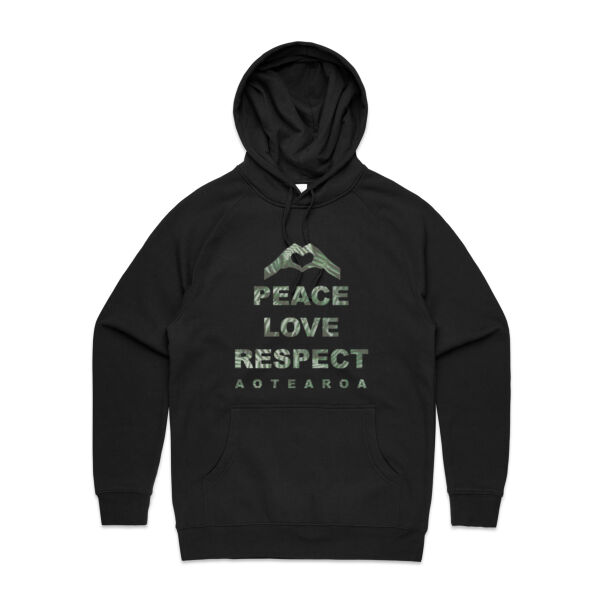 Peace Love Respect Aotearoa, Heart Symbol - Unisex Supply Hood Thumbnail