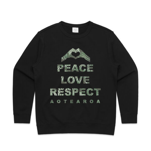 Peace Love Respect Aotearoa, Heart Symbol - Womens Premium Crew Thumbnail