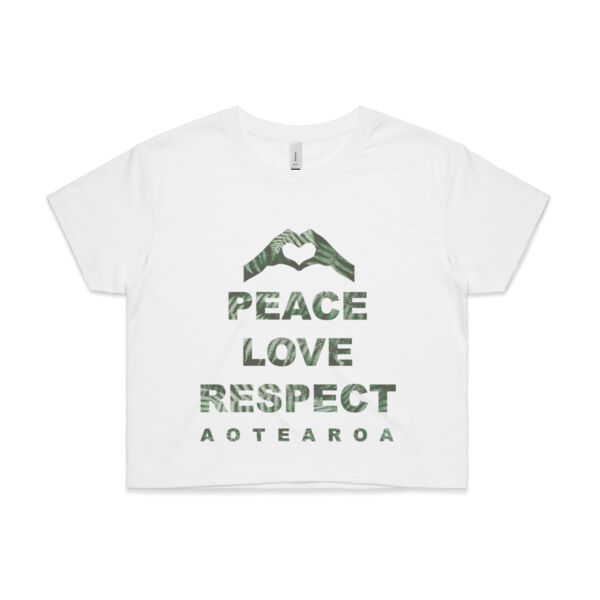 Peace Love Respect Aotearoa, Heart Symbol - Womens Crop Tee Thumbnail