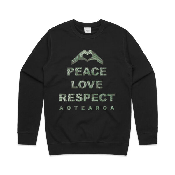 Peace Love Respect Aotearoa, Heart Symbol - Mens Premium Crew Thumbnail
