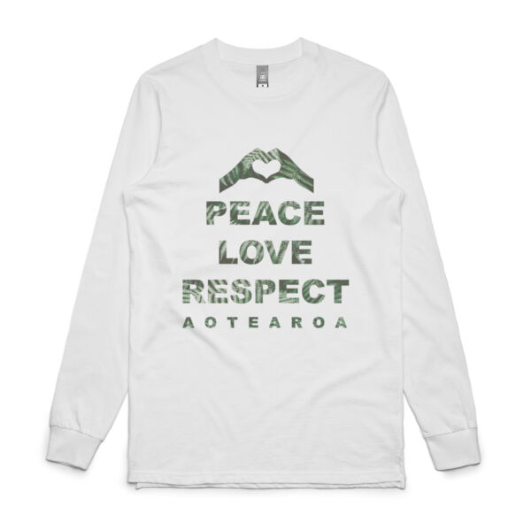 Peace Love Respect Aotearoa, Heart Symbol - Mens Base Longsleeve Tee Thumbnail