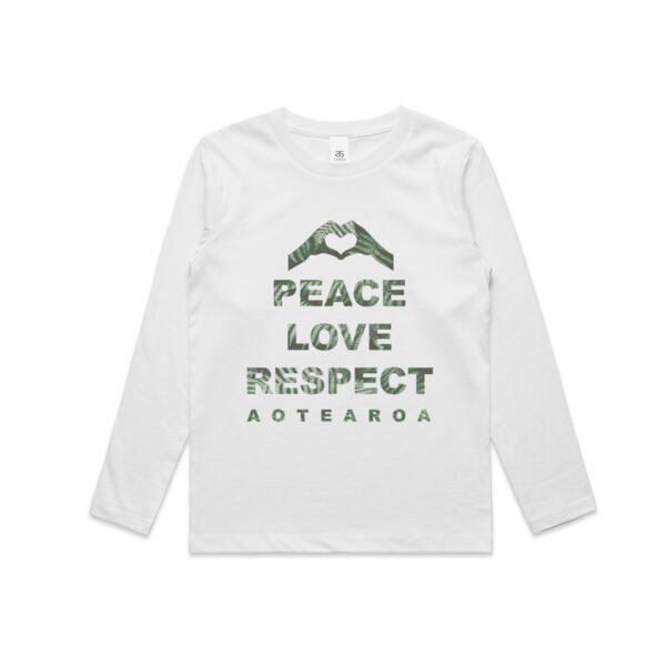 Peace Love Respect Aotearoa, Heart Symbol - Kids Longsleeve Tee Thumbnail