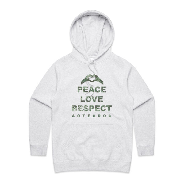 Peace Love Respect Aotearoa, Heart Symbol - Womens Supply Hood Thumbnail