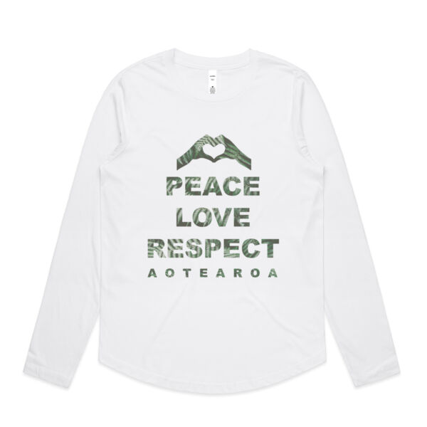 Peace Love Respect Aotearoa, Heart Symbol - Womens Curve Longsleeve Tee Thumbnail