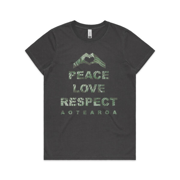 Peace Love Respect Aotearoa, Heart Symbol - Womens Faded Tee Thumbnail
