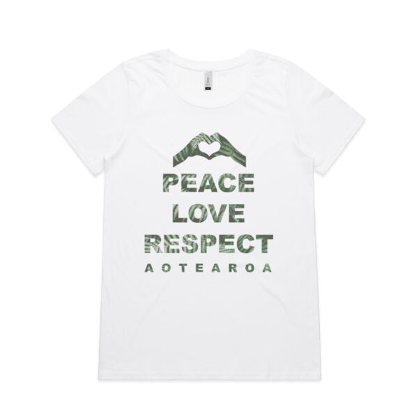 Peace Love Respect Aotearoa, Heart Symbol - Womens Shallow Scoop Tee Thumbnail