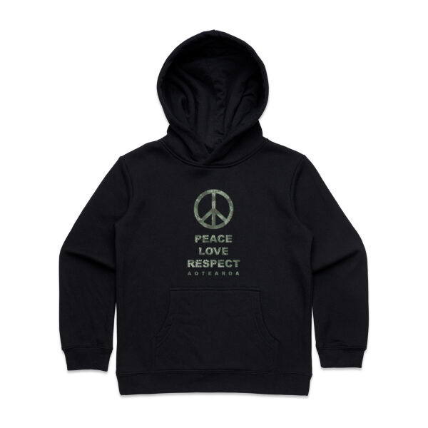 Peace, Love, Respect, Aotearoa - Peace Symbol - Kids Supply Hoodie Thumbnail
