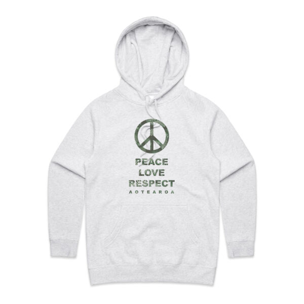 Peace, Love, Respect, Aotearoa - Peace Symbol - Womens Supply Hood Thumbnail