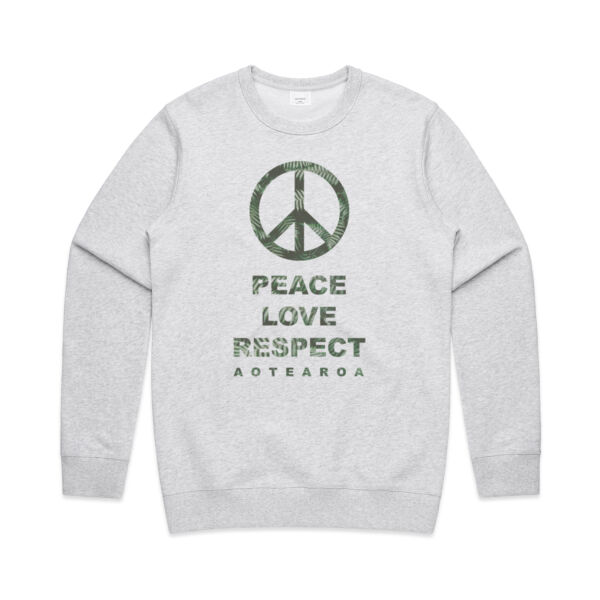 Peace, Love, Respect, Aotearoa - Peace Symbol - Mens Premium Crew Thumbnail