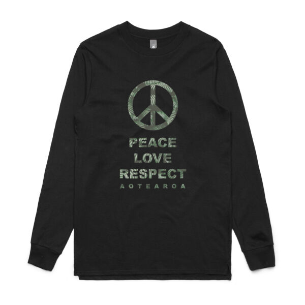 Peace, Love, Respect, Aotearoa - Peace Symbol - Mens Base Longsleeve Tee Thumbnail