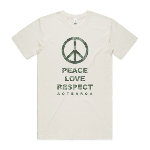 Peace, Love, Respect, Aotearoa - Peace Symbol - Mens Staple Organic Tee Thumbnail