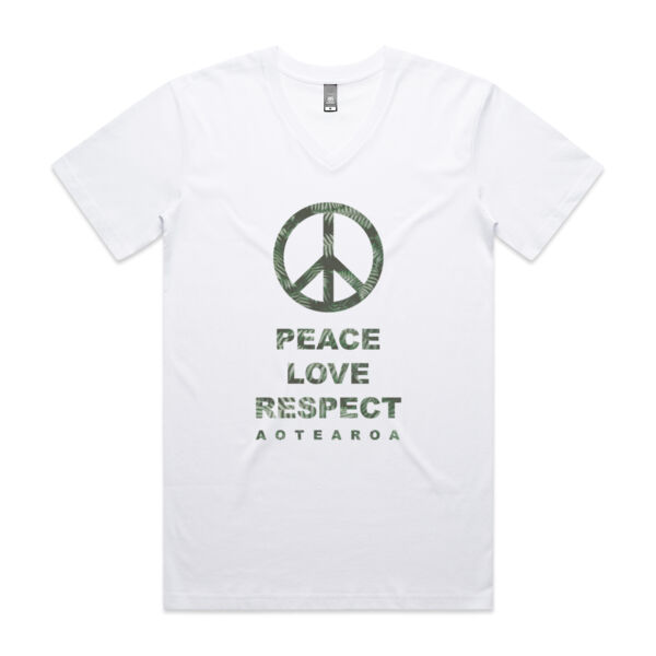 Peace, Love, Respect, Aotearoa - Peace Symbol - Mens Tarmac T shirt Thumbnail