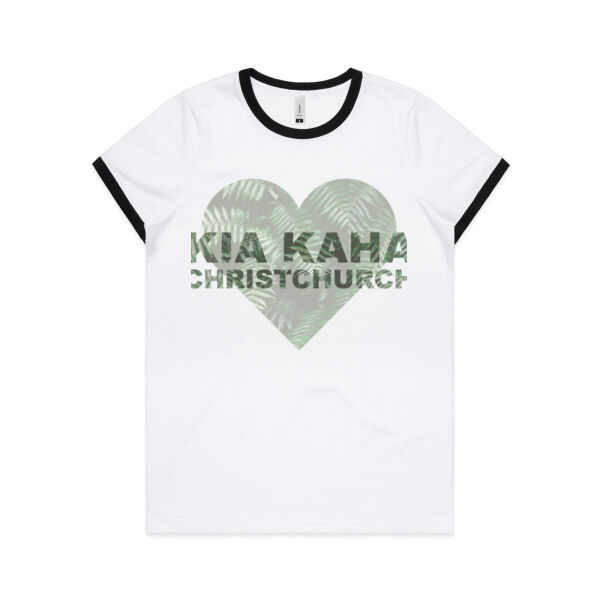 Kia Kaha Christchurch - Womens Ringer Tee Thumbnail